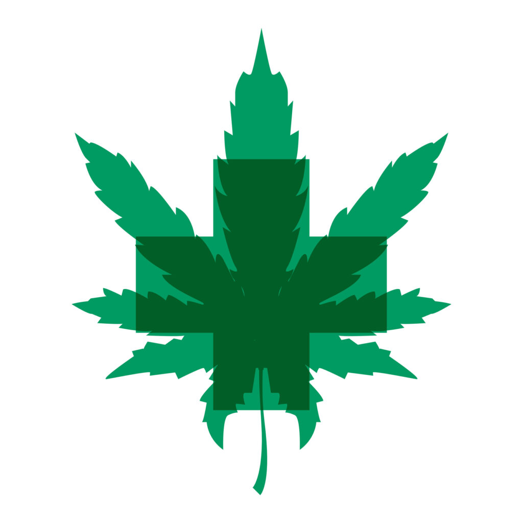 A medical marijuana, cannabis therapy logo concept. | Une marijuana médicale, un concept de logo de thérapie au cannabis.