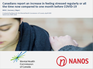 Cover of a Nanos report. A young woman with closed eye being consoled by someone putting hand on her shoulder