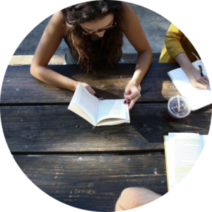 Women reading a book