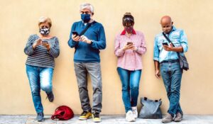 Older Adults looking at cellphones