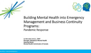 Building Mental Health into Emergency Management and Business Continuity Programs: Pandemic Response Slide 1