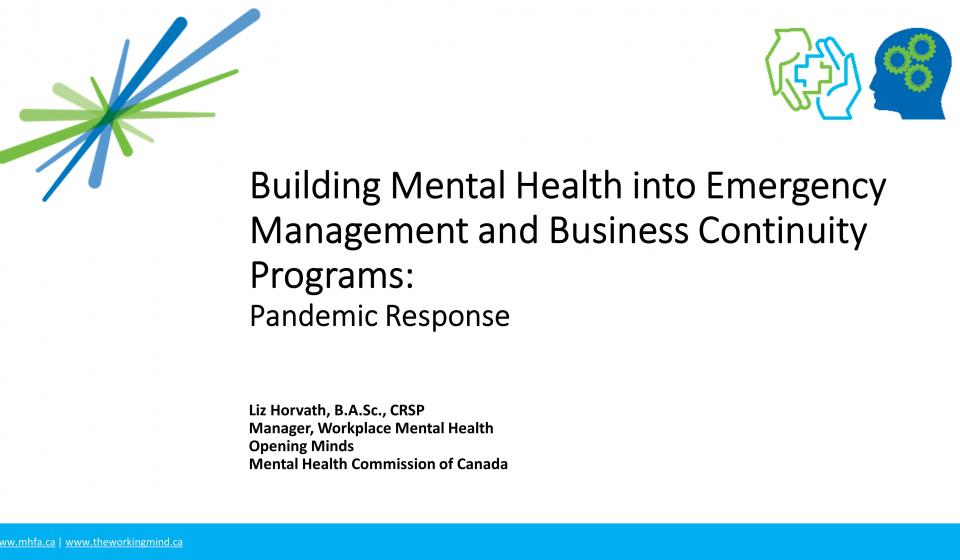Building Mental Health into Emergency Management and Business Continuity Programs: Pandemic Response Slide 1