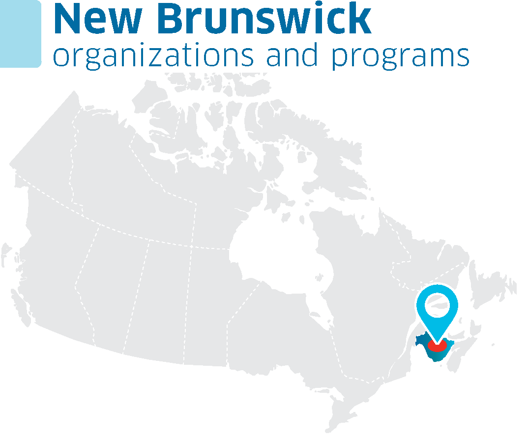 A map of Canada with the province of New Brunswick highlighted