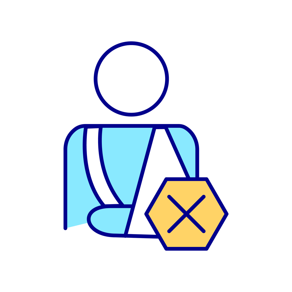 Person with injury RGB color icon. stock illustration
