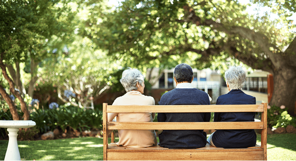 elderly on a bench