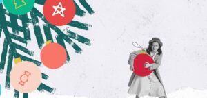 woman and holiday treee