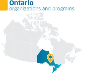 A map of Canada with the province of Ontario highlighted.
