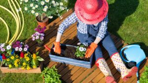 Gardener preparing seedlings