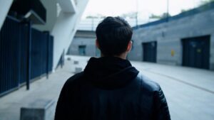 man walking away