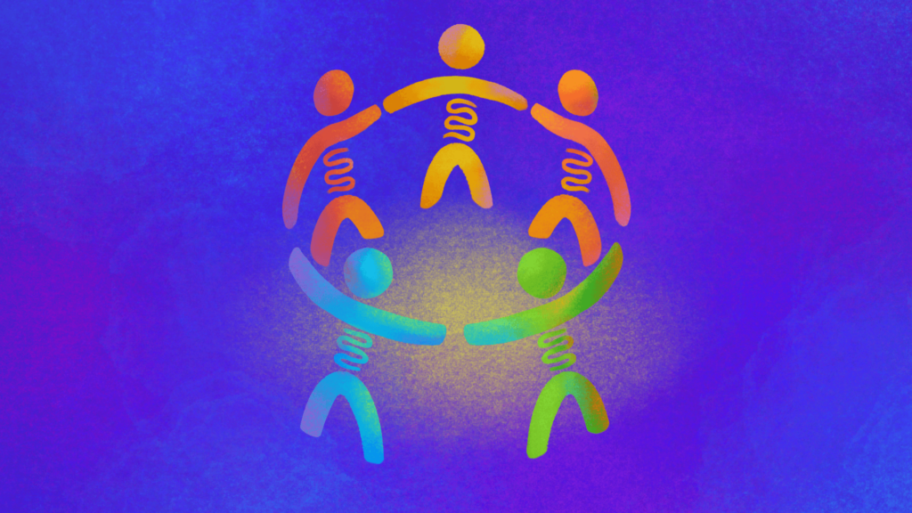 People supporting each other in a circle