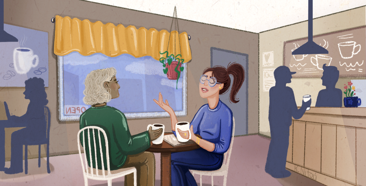 Friends having a honest conversation in a coffee shop