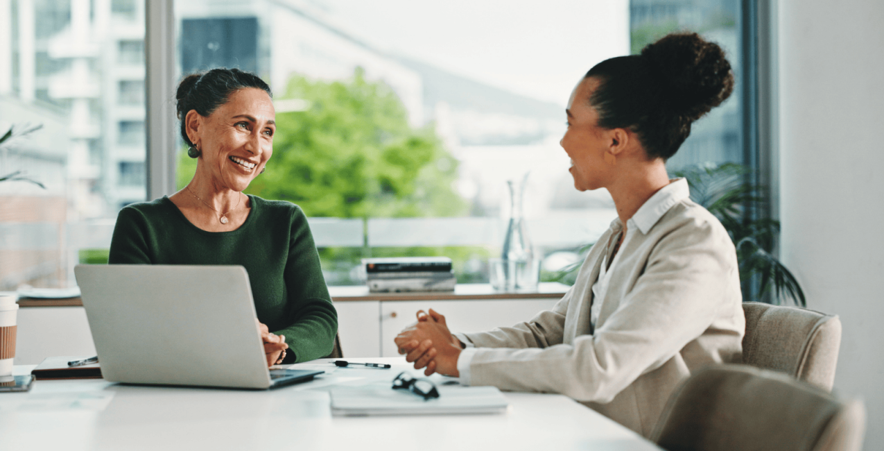 A manager and an employee are discussing workplace accommodations.